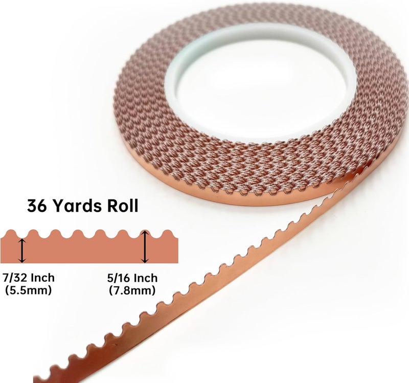 ARTIMUSES Black Backed 7/32 Inch Scalloped Copper Foil Tape for Stained Glass, DIY Handicrafts, Crafting - Image 4
